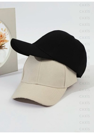 Caxis Spor Şapka Unisex 2 Adet Arkası Cırtlı Ayarlanabilir Siyah - Krem