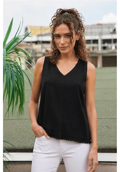 Fashion Friends Rahat Kalıp V Yaka Basic Bluz Bayan Bluz 26y0530k1 Siyah