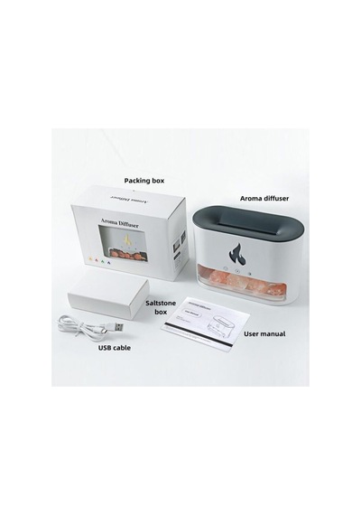 3d Alev Görünümlü Hava Nemlendirici Usb 250ml Himalaya Tuzlu Aroma Yayıcı Led Işıklı Hava Makinesi