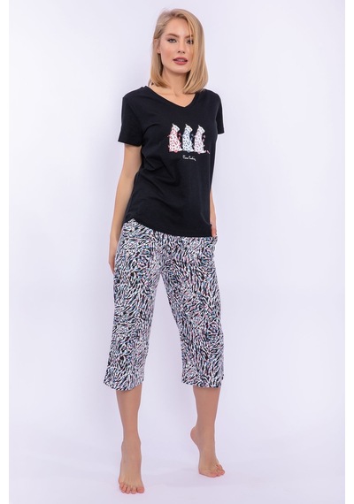 Pierre Cardin Leopard Siyah Kadın Kapri Takım 5274-29379 Siyah