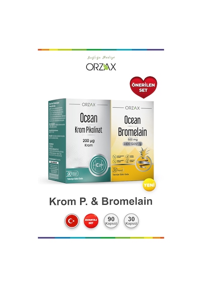 Krom Pikolinat 90 Bitkisel Kapsül & Ocean Bromelain 30 Kapsül