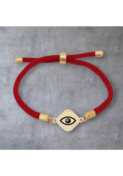 Dünya Gözü Temalı Eşkenar Dörtgenli Örgülü 14 Ayar Altın Plakalı Hediye Bileklik-326sembol-kırmızı Altın Dünya Gözü Temalı Eşkenar Dörtgenli Örgülü 14 Ayar Altın Plakalı Hediye Bileklik-326sembol-kırmızı Altın