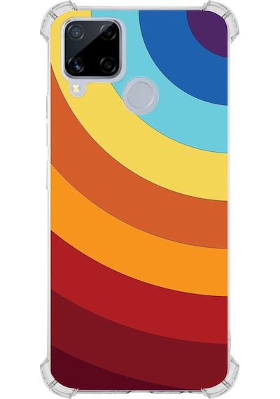 Realme C15 Uyumlu Kamera Korumalı Renk Cümbüşü A Tasarımlı Şeffaf Silikon Kılıf