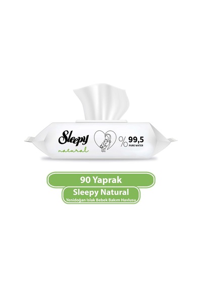 Sleepy Islak Havlu Mendil 90 Yaprak Natural Yenidoğan 2 Li Set 180 Yaprak Plastik Kapaklı Tekli