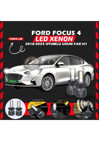 Ford Focus 4 2018-2024 Uzun Far Uyumlu Şimşek Etkili Led Xenon Premium Series H1