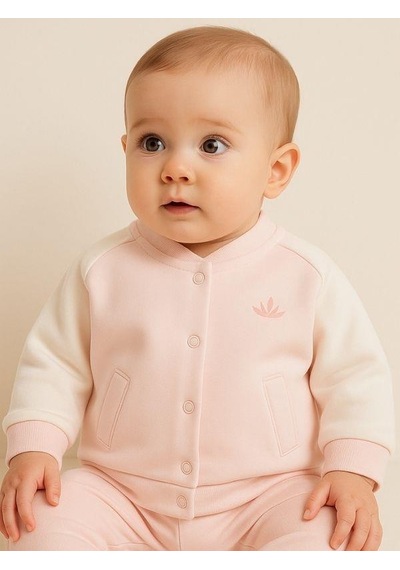 Zekids Kız Bebek Pamuklu Organik Bomber Ceket-16176 Çok Renkli