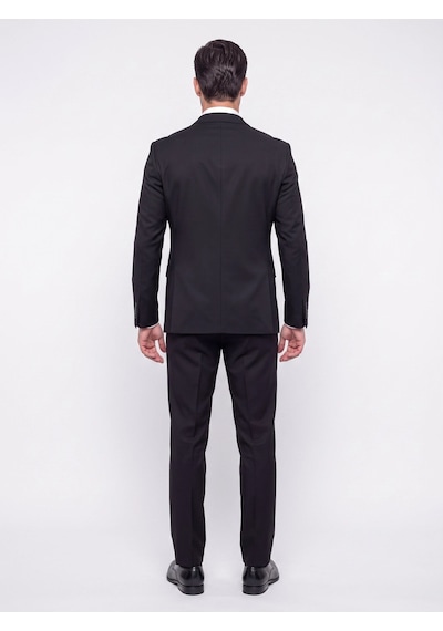 Siyah Mono Yaka 4 Drop Regular Fit Günlük Takım Elbise