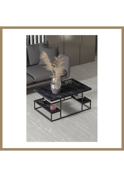 Kahveci.store Deluxe Raflı Orta Sehpa Siyah 22