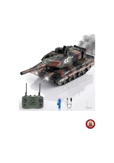 Oyuncak 2.4 Uzaktan Kumandalı Su Bombası Atan Tank Buharlı 1200 Şarjlı Sesli Gövdesi 360 Hareketli Gövde Yeşil