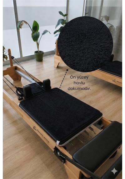 Kaymaz Silikon Tabanlı, Reformer Pilates Havlusu, Ter Emici Bambu Pilates Mat Havlu-siyah Sıyah
