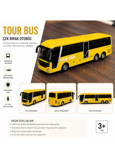 Çek Bırak Tour Bus Oyuncak Otobüs 15 Cm Yeşil