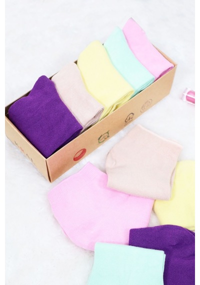 Kral Socks Kadın Çorap Dikişsiz 5 Çift Kutulu Bambu Patik Patik Çorap Seti Asorti