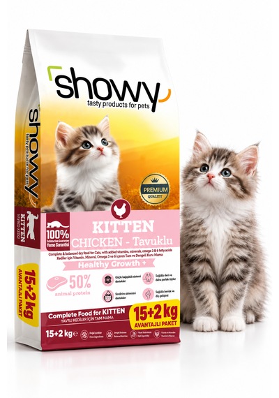 Showy Tavuklu Yavru Kedi Kuru Maması 15+2 Kg