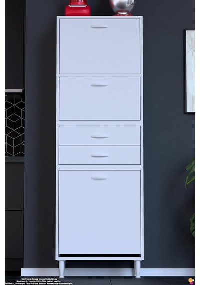 Irmak 65 Cm Sepetli Çok Amaçlı Üst Çift Kapaklı 2 Çekmeceli Mutfak Kiler Banyo Dolabı 65x181x32 Cm Beyaz Irmak 65 Cm Sepetli Çok Amaçlı Üst Çift Kapaklı 2 Çekmeceli Mutfak Kiler Banyo Dolabı 65x181x32 Cm Beyaz