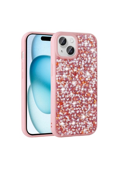 Apple, Uyumlu iPhone 15 Kılıf Parlak Taşlı Tasarım Zore Linea Diamond Kapak Çok Renkli