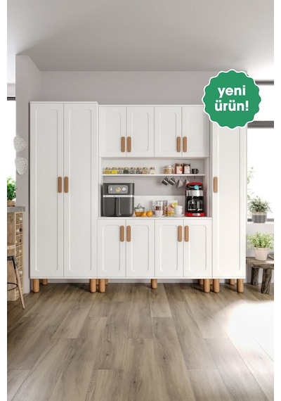 Flora Flr11225 Bohem Kahve Köşesi 11 Kapaklı Mdf Mebran Kapaklı Mutfak Dolabı Çok Amaçlı Dolap Beyaz Flora Flr11225 Bohem Kahve Köşesi 11 Kapaklı Mdf Mebran Kapaklı Mutfak Dolabı Çok Amaçlı Dolap Beyaz