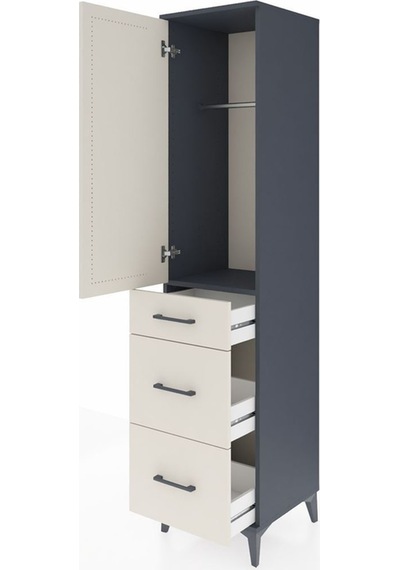 Hyperion Dolap Tek Raflı 3 Çekmeceli Tek Askılı 44x44x195 Antrasit-aytaşı Antrasit