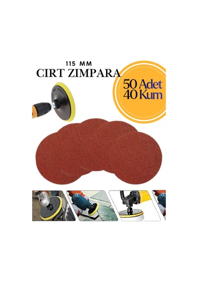50 Adet 115 Mm Cırt Zımpara Kağıdı 40 Kum Avuç Taşlama Spiral Uyumlu Velcro Deliksiz Cırtlı Zımpara