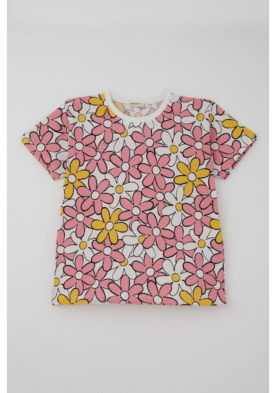 Breeze Kız Çocuk Şortlu Pijama Takımı Renkli Papatya Desenli 4-8 Yaş, Karışık Renk Çok Renkli
