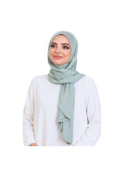 Modish Group Penye Boyun Kapamalı Şal Başörtü Hazır Giyim Turban Esnek Jersey Şal Açık Yeşil