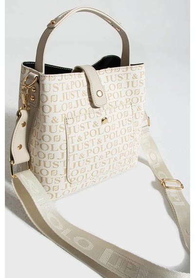 Just Polo Kadın Orta Boy Su Geçirmez Günlük Şık El Ve Omuz Çantası Ebat 23 X 18 Cm Shoulder Bag Krem