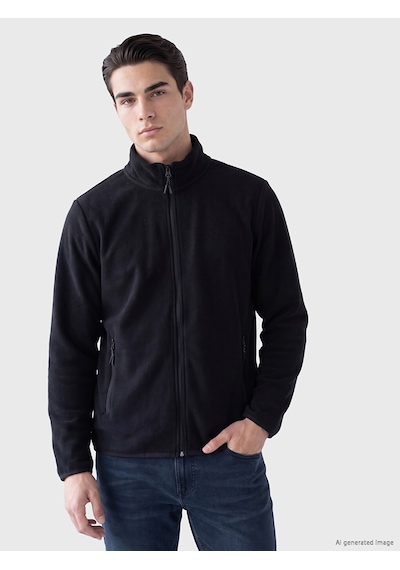 Lcwaıkıkı Classic Siyah Dik Yaka Erkek Polar Fermuarlı Sweatshirt