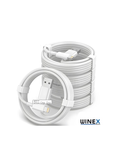 Winex 5 Adet 3a 45w Usba To Lightning 1m Hızlı Şarj Kablosu Beyaz