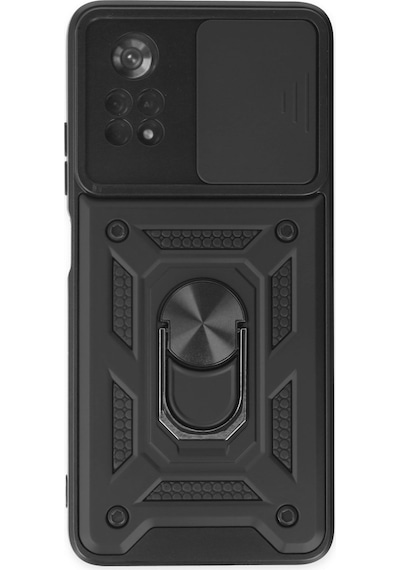 Xiaomi Poco X4 Pro 5g Uyumlu Kılıf Pars Lens Yüzüklü Silikon - Siyah Çok Renkli