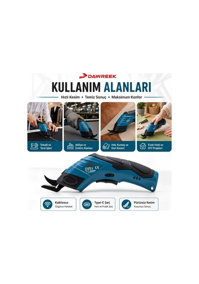 Dawreek Bt0219 Akülü Kumaş Kesme Makinesi - Mavi