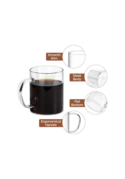 6'lı Ateşe Dayanıklı Termisil Cam Kupa Bardak 200 Ml Mıt1015 Beyaz - Çok Renkli