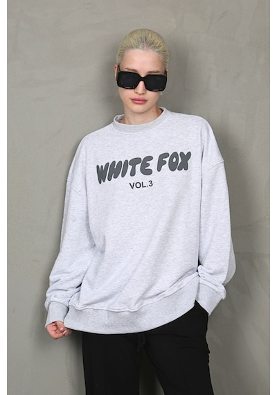 Madmext Karmelanj Bisiklet Yaka Baskılı Sweatshirt Mg1904 Kar Melanj