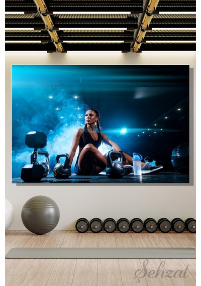 Duvar Tablosu Yatay Kanvas Tekli Spor Salonu Gym Kondisyon Fitness Kas Kardiyo Dambıl Girya
