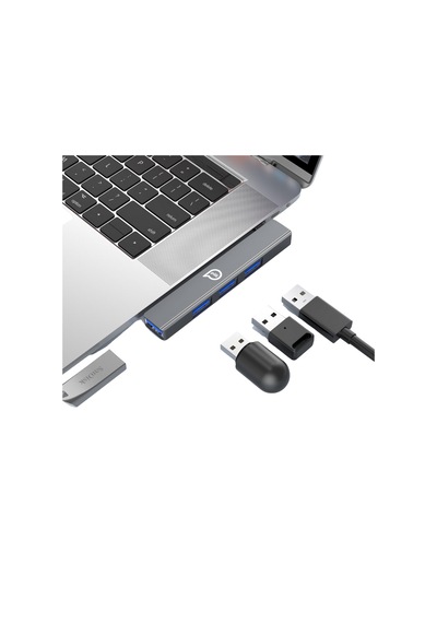 Piili 4'ü 1 Arada Usb 2.0 Çoğaltıcı Adaptör Jt Hub109 Dönüştürücü Gri