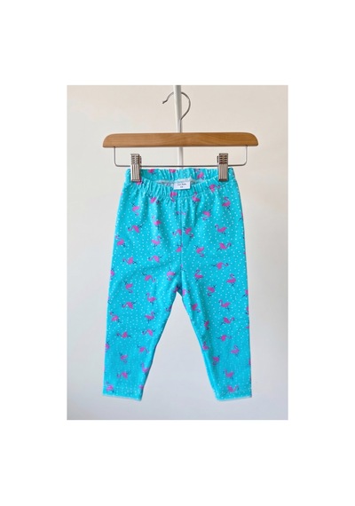 Fuar Baby Pamuklu Esnek Bebek Ve Çocuk Taytı - 9 Ay - 5 Yaş Mavi Flamingo Desenli