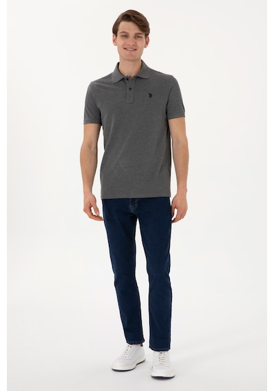 U.S. Polo Assn. Erkek Slim Fit Polo Yaka Antrasit Melanj Basic Tişört 50297984-VR081 U.S. Polo Assn. Erkek Slim Fit Polo Yaka Antrasit Melanj Basic Tişört 50297984-VR081