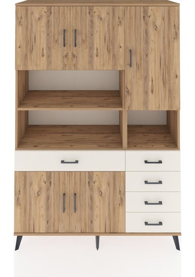 Hyperion Dolap 9 Raflı 5 Çekmeceli 5 Kapaklı 132x44x195 Çam-ç... Çam