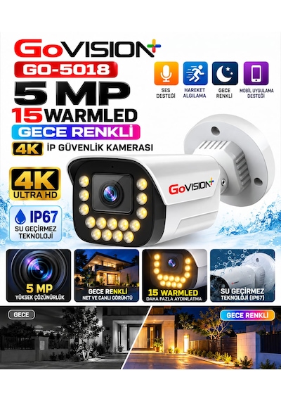 Go Vision 28'li Güvenlik Ip Kamera Seti - 5mp Dış Mekan Kamera, 3.6mm Lens, H.265, Poe, Warm Led Gece Görüşlü