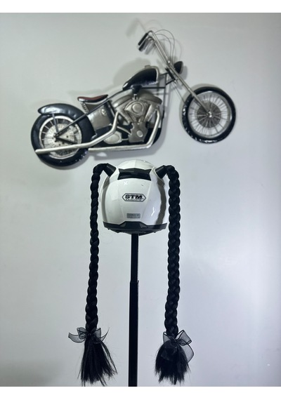 Motor & Motosiklet Çift Siyah Örgü Saç Kask Dış Aksesuarı Diğer