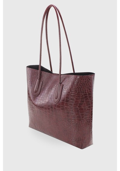 Housebags Retro Vintage Shopper Çanta Bordo Krokodil 264 Bordo