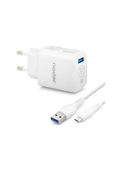 Micro Usb Qc 3.0 Hızlı Şarj Seti 18w 3.4a Usb Adaptörlü 1 M Pvc Kablolu Beyaz Nd1009 Evimdeyokyok