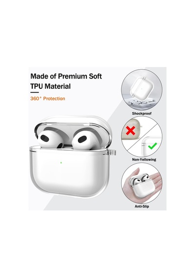 Mobaxaksesuar Apple Uyumlu AirPods 3. Nesil İle Kılıf Kristal Silikon Şeffaf Case Şeffaf