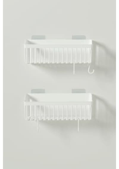 Banyor Yapışkanlı Banyo Rafı, 2'li Banyo Düzenleyici Organizer Duş Şampuanlık, Plastik Beyaz Diğer