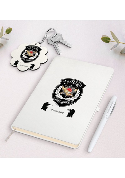 Kişiye Özel Polis Özel Harekat Beyaz Defter Kalem Ve Anahtarlık H