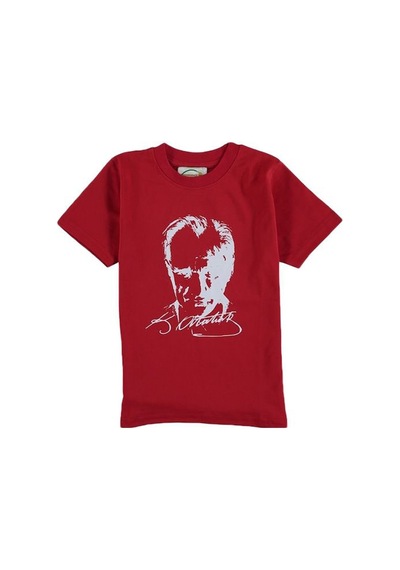 Kidsmadamiko Atatürk Baskılı Imzalı Tişörtler Kırmızı