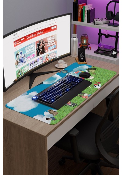 Miyazaki Anime V2 - 90x40 Xxl Gaming Kauçuk Kaymaz Taban Mouse Pad Fare Altlığı