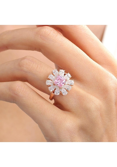 Mia Vento Effective Diamond Milano Rüyası Rose Renk Pink Taşlı Gümüş Yüzük