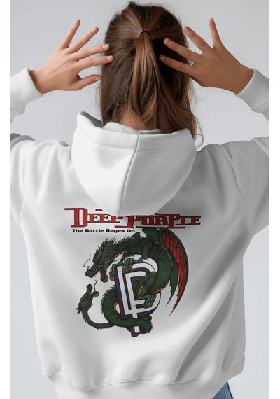 Sevbano Deep Purple Rock Metal Müzik Grubu Sırt Baskılı Unisex Oversize P beyaz