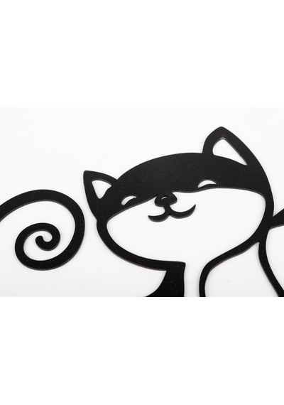 Dekoratif Kedi Desenli Anahtarlık Askısı Siyah