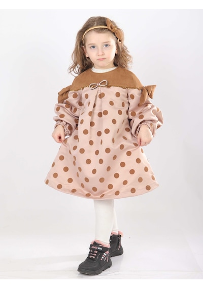 Xo Kids Kız Çocuk Elbise 1-5 Yaş 9078 Bej