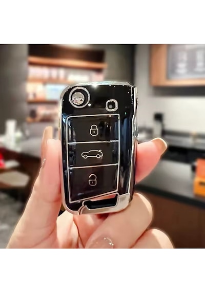 Skoda Kamiq Siyah-silver Anahtar Kılıfı